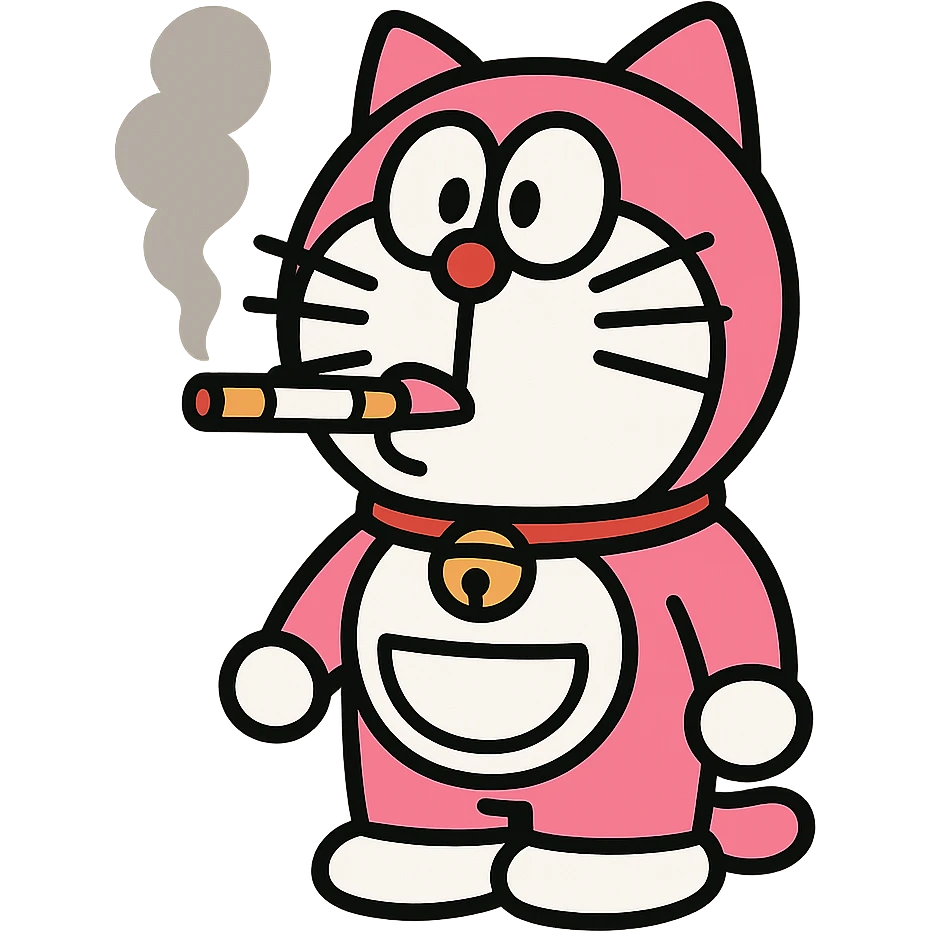 pink Doraemon smoking emoji