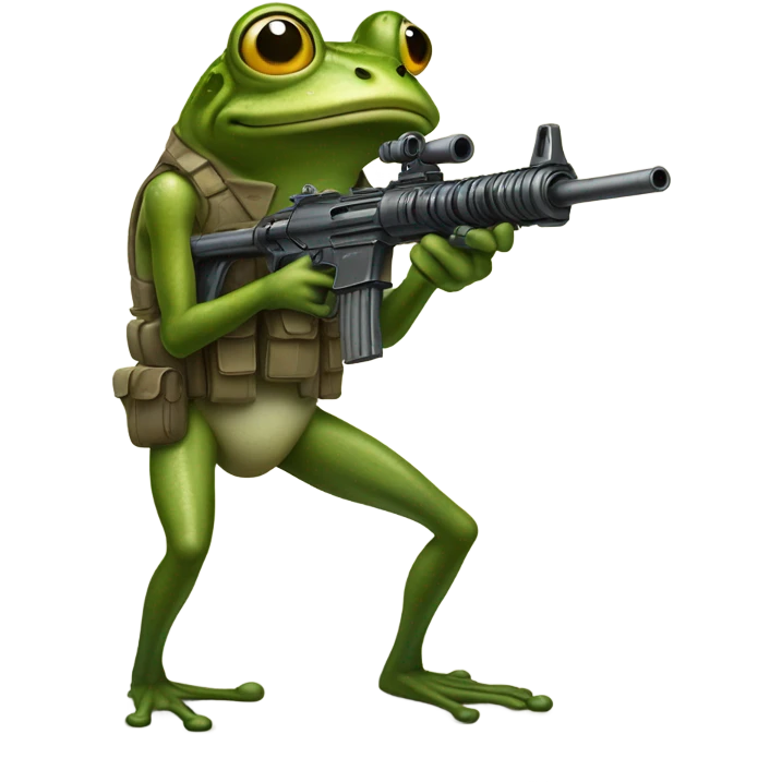 Frog shooting machine gun emoji