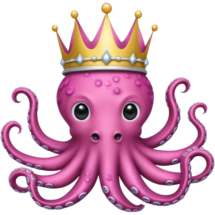 pink octopus wearing a silver crown emoji