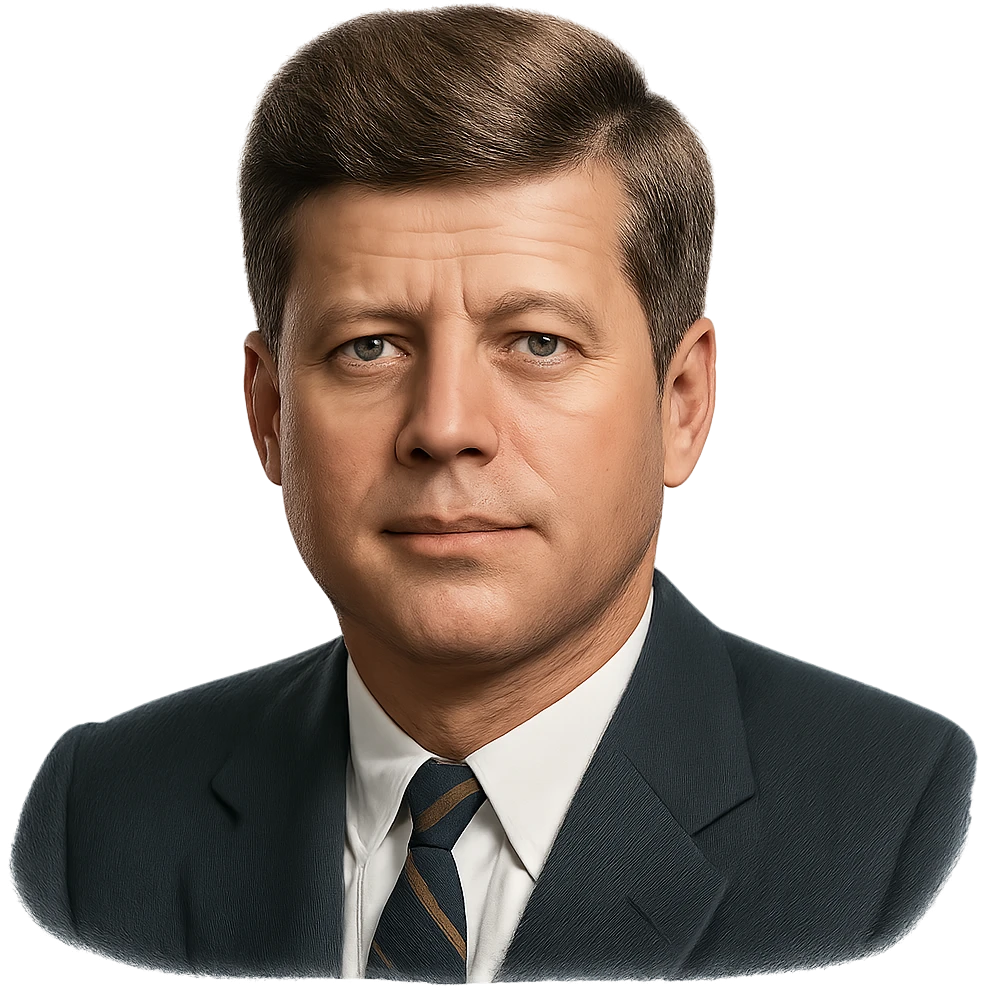 realistic icon of John F. Kennedy, clean and focused, no background emoji