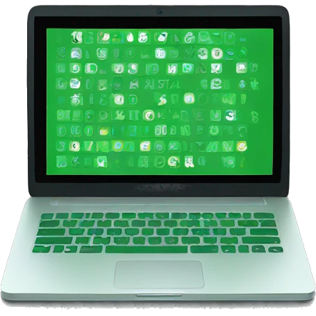 laptop with green codes on screen emoji