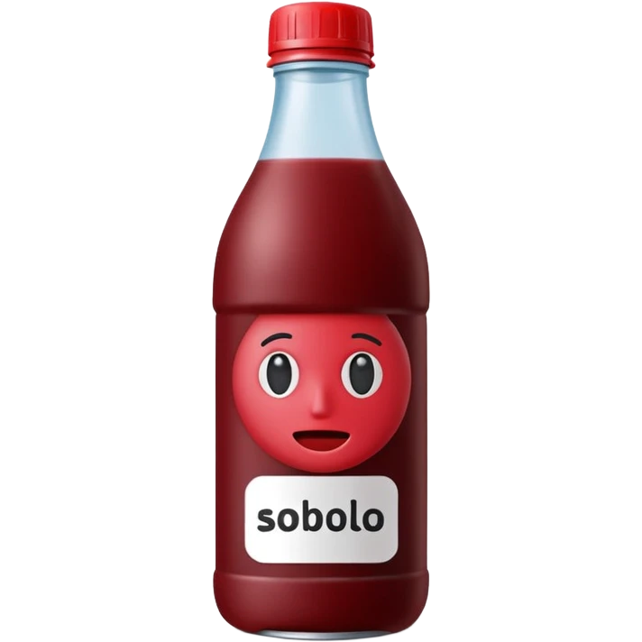 sobolo emoji (Ghanaian frink) in a plastic bottle and make the juice dark red  no face write sobolo on it emoji