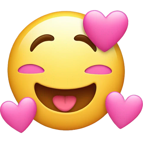 Cute friendly smiley emoji with pink hearts around it emoji
