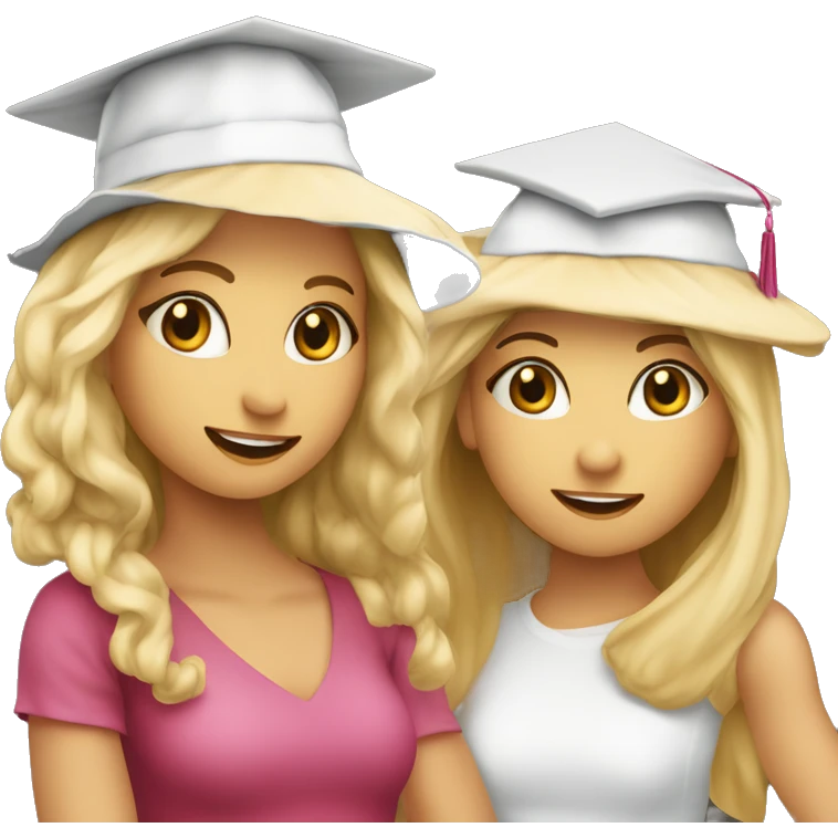due ragazze con il cappello di laurea, una bionda e una mora emoji