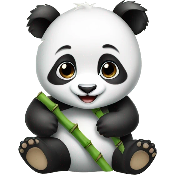 baby panda with bamboo emoji