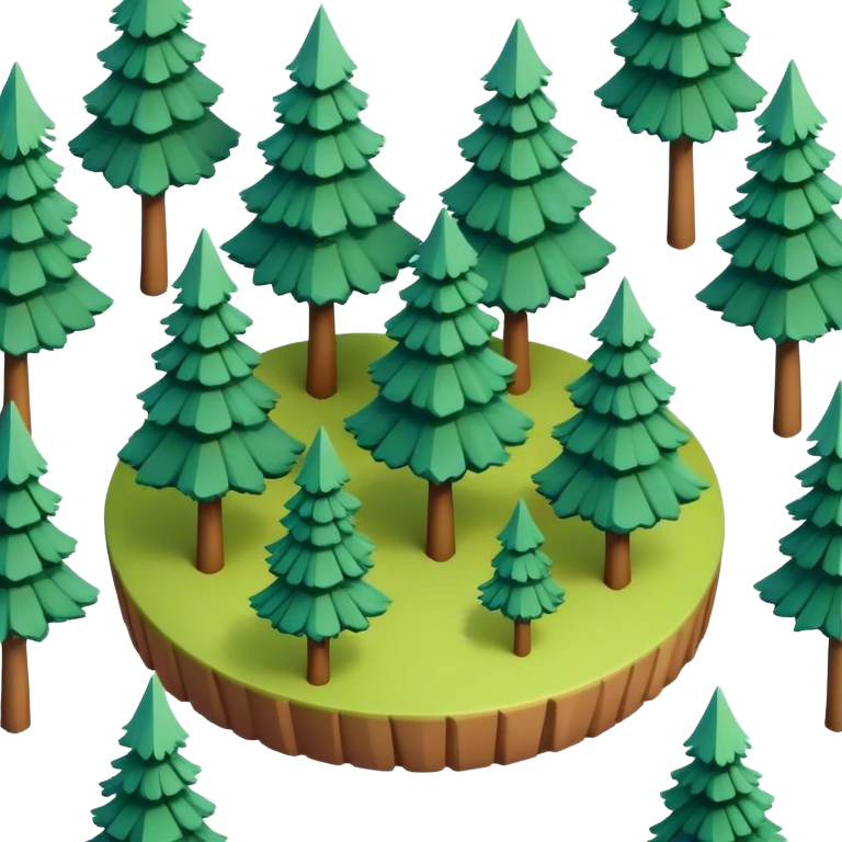 small grove 3d isometric pine trees centered emoji
