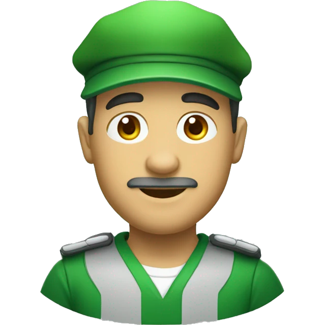 crear un profesor con gorra verde y camisa verde cuello mao emoji