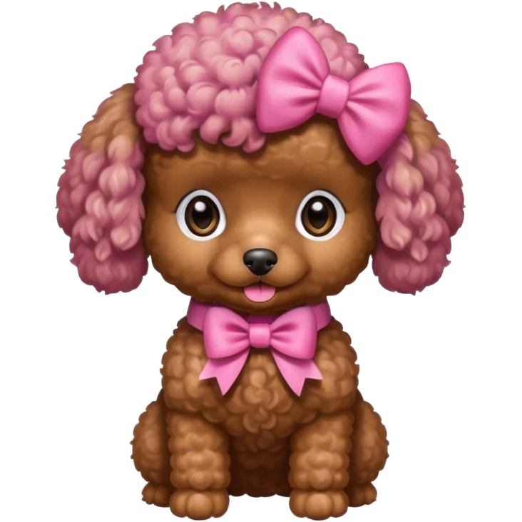 Brown toy poodle with pink bow emoji