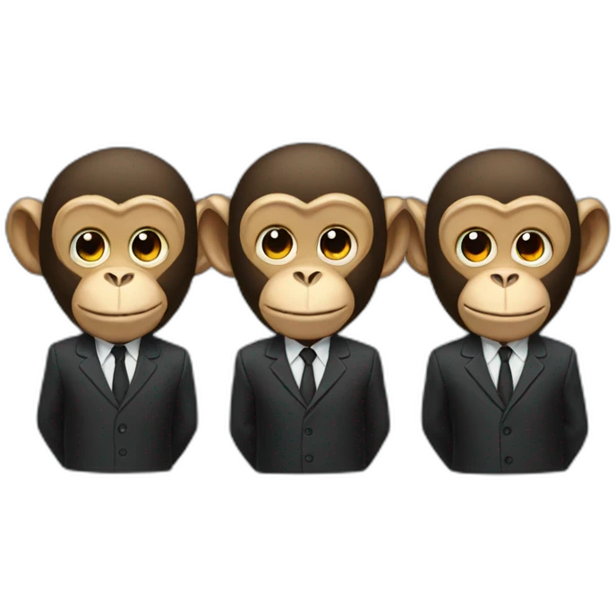 3 monkeys with suits emoji