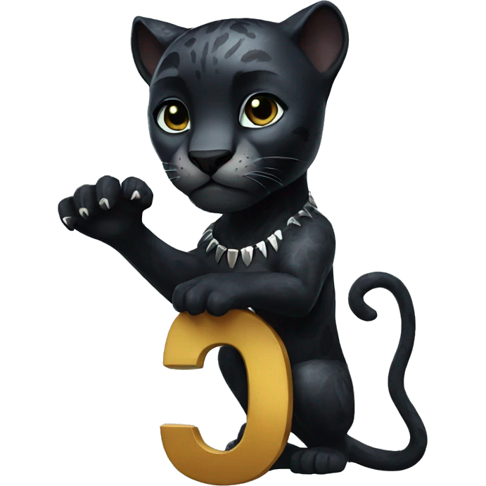 A black panther holding the number 0 in its paws emoji