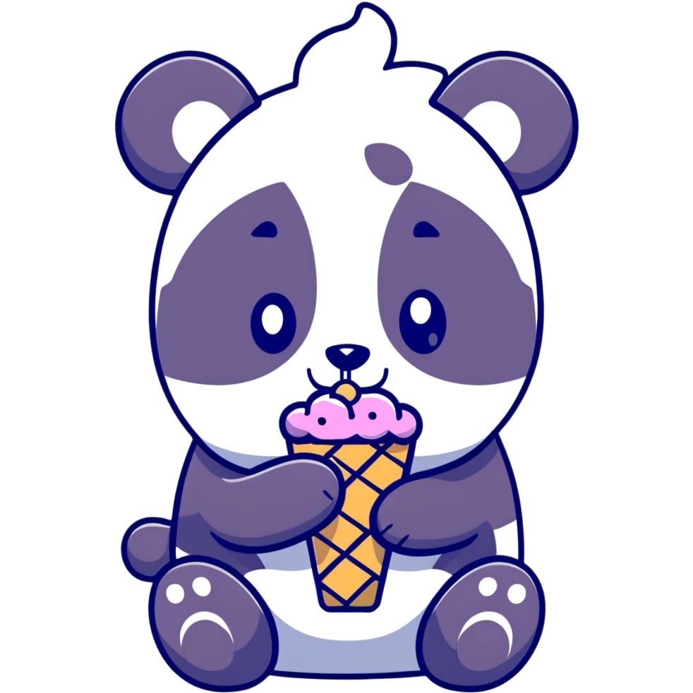 Panda eating ice cream emoji