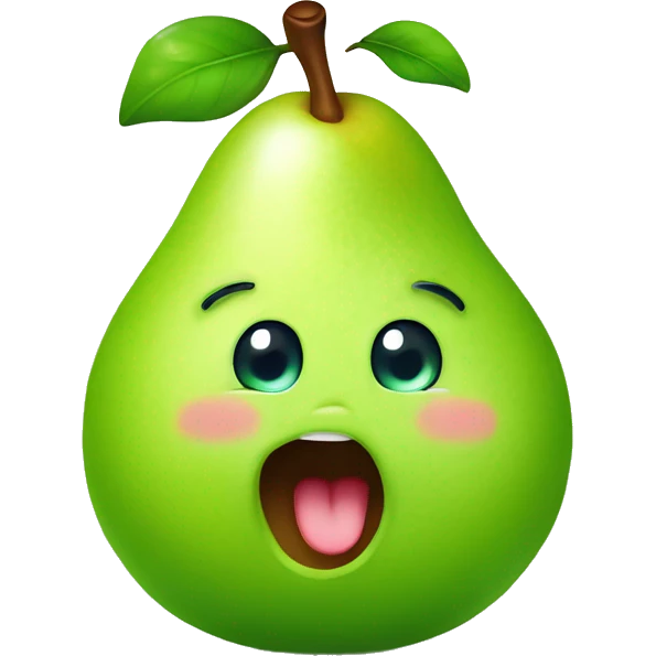 Shiny Green Cute pear with tongue emoji