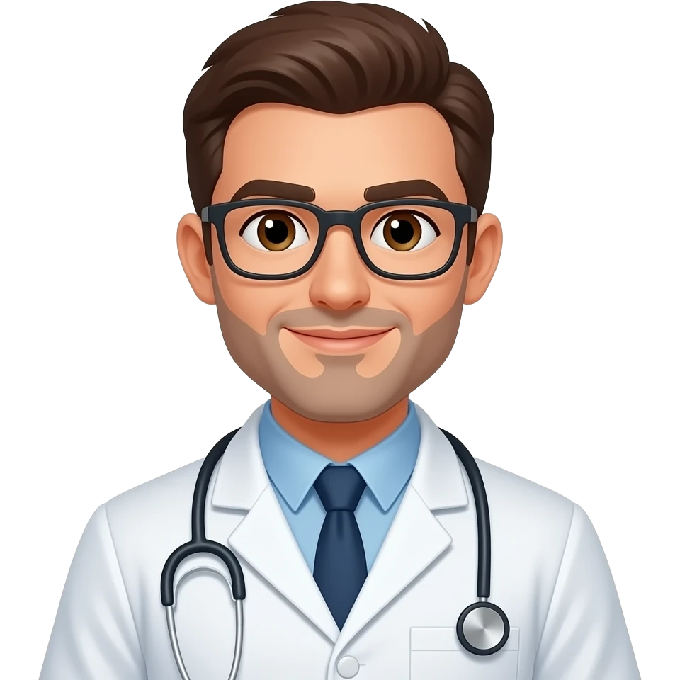 veterinarian man, no animal, frontal portrait, classic emoji style emoji