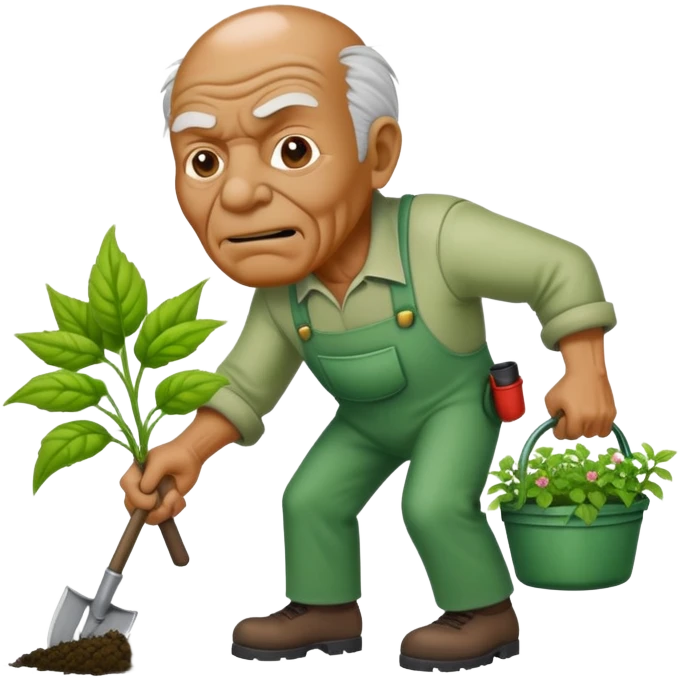 Gardener old Bob kill weeds from the toxic avenger emoji