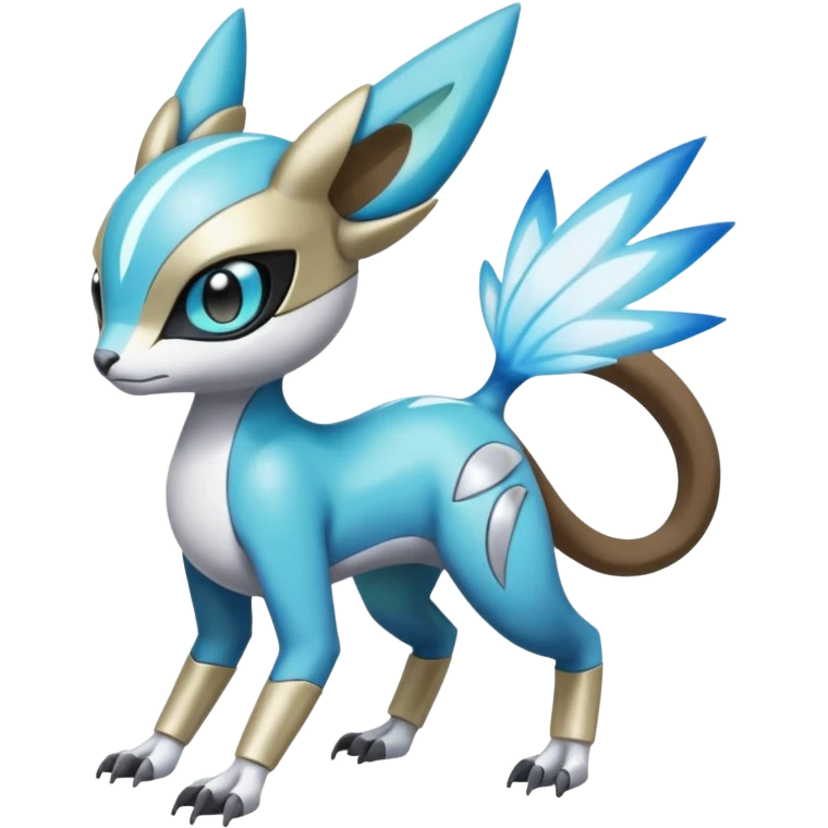 Shiny Colorful Futuristic Cyber-Vernid-Trico-Meloetta-Latias-Koraidon-Peppercat-Protogen-Pokémon-Digimon-Fakémon-fusion-hybrid-creature emoji