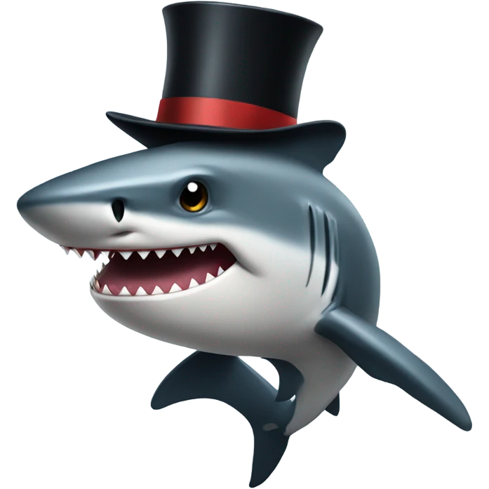 Shark with a top hat emoji
