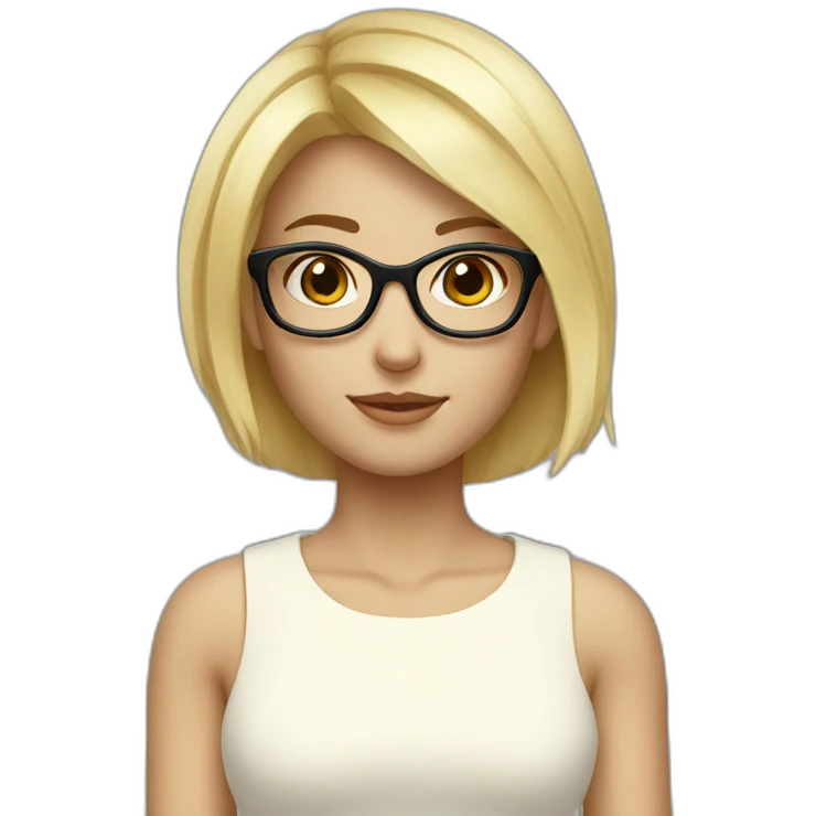 a blond girl short hair white beatiful glasses emoji