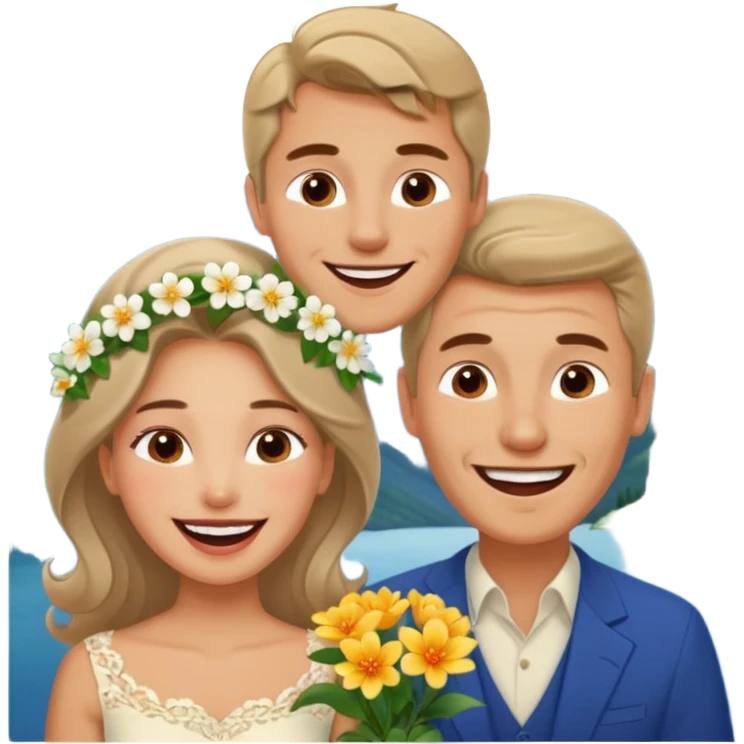 Couple  laughing traveling russian man and elegant  Latina girl delicate flowers and mountains in the background  emoji