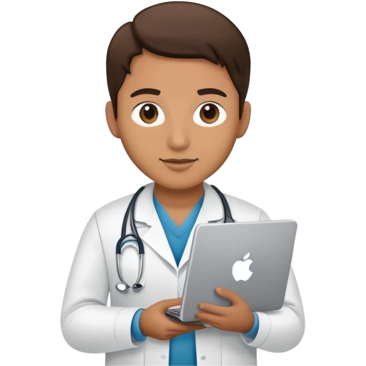 Hospital IT technician with computer emoji