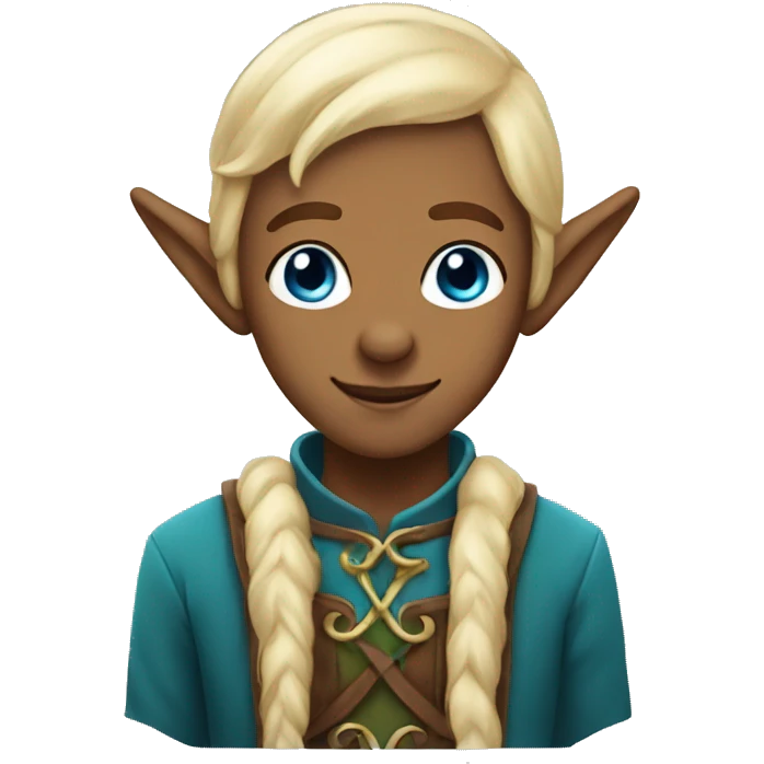 Elf with blonde hair brown skin and blue eyes emoji