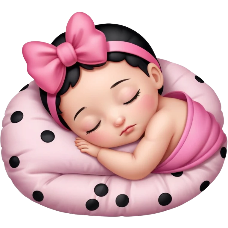 one baby ladybug with pink bow sleeping on pillow with eyes closed  emoji
