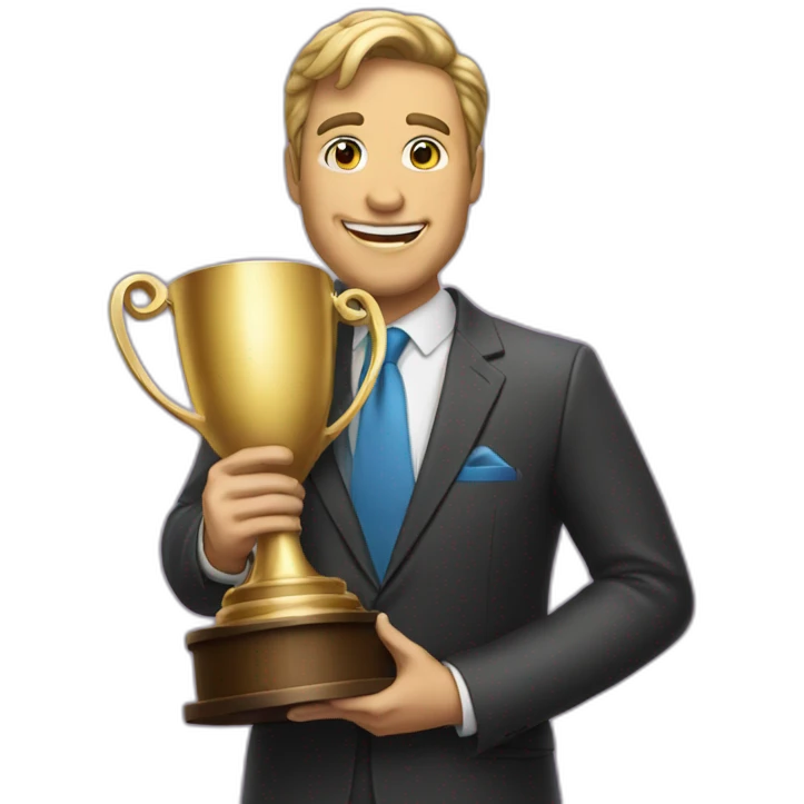 television game show host holding a trophy emoji