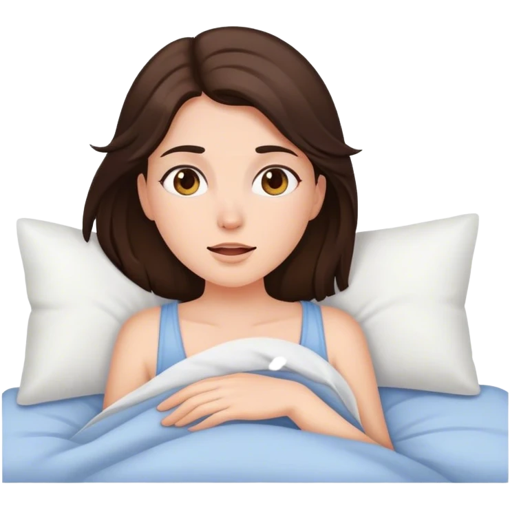 brunette girl waking up in the morning emoji