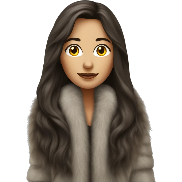 Beautiful realistic long hair brunette mob wife with fur coat emoji