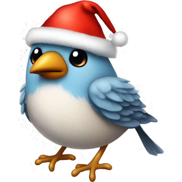little bedazzled cute Bird wearing a Santa hat  emoji