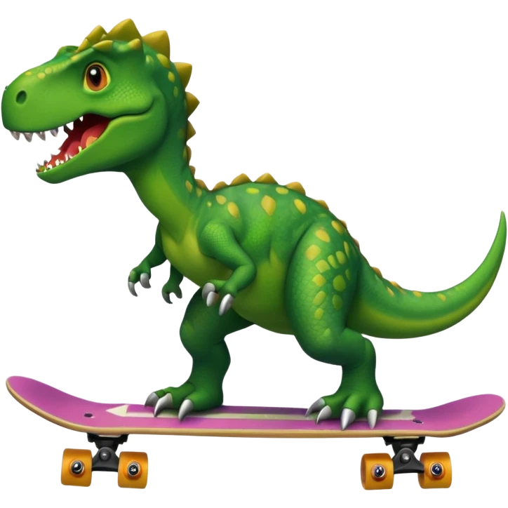 Dinosaur on a skateboard emoji