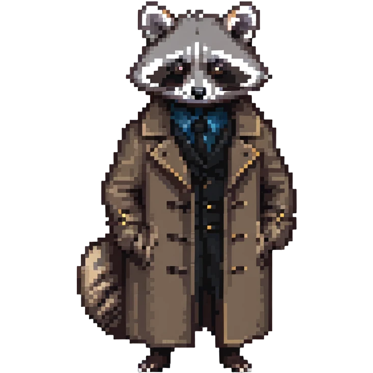 Raccoon private investigator in trenchcoat emoji