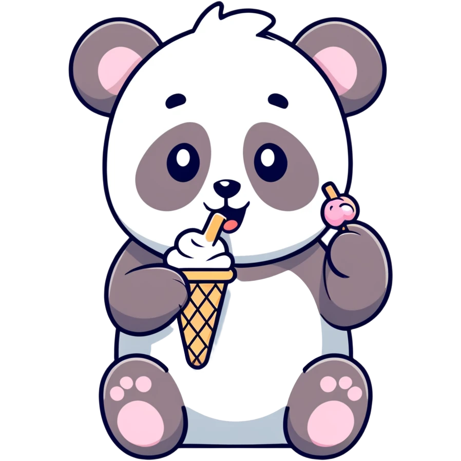 Panda eating ice cream emoji