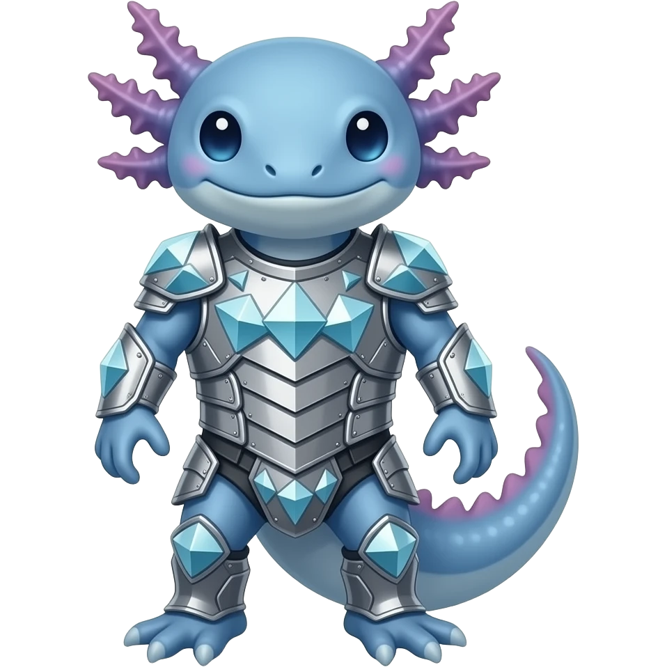 Blue axolotle with a diamond armored emoji