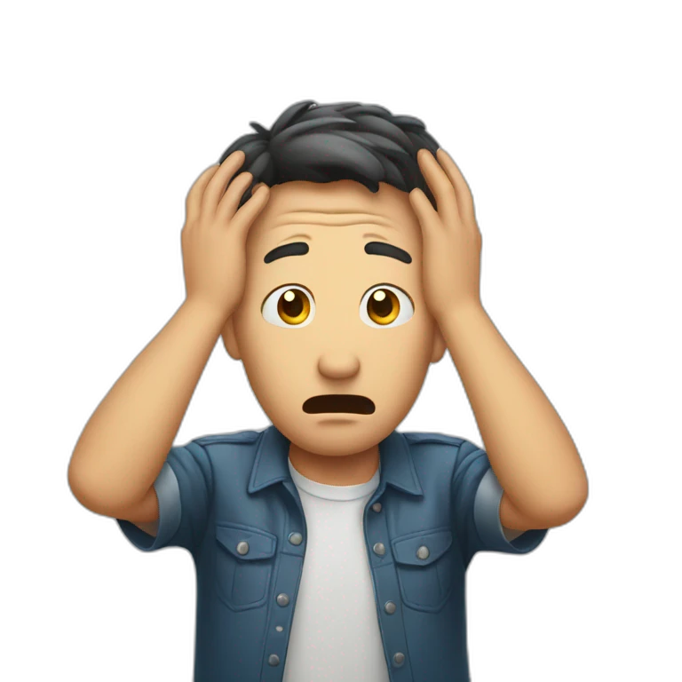 Man shocked hand on his head emoji