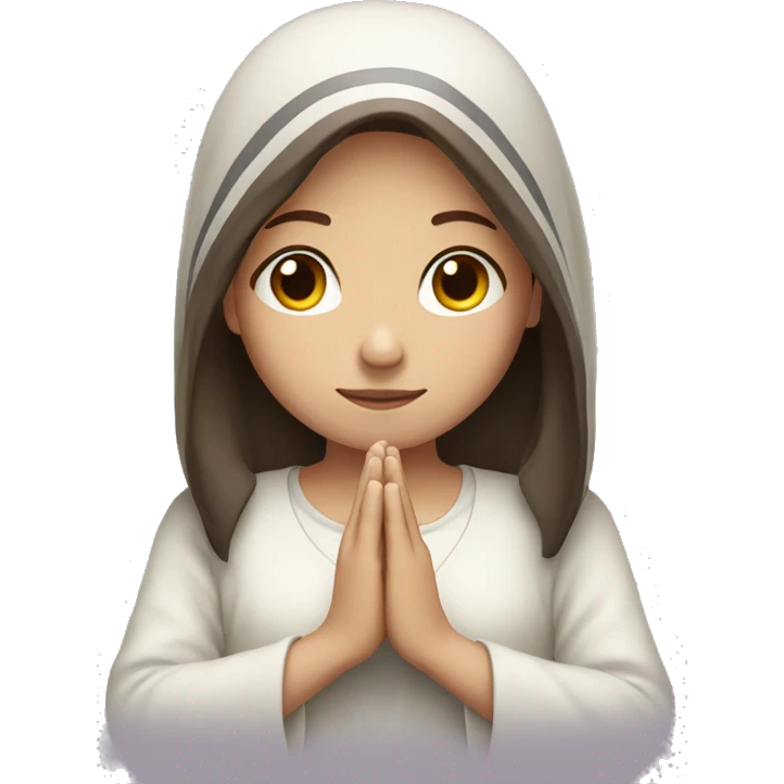 Pale brunette girl praying emoji
