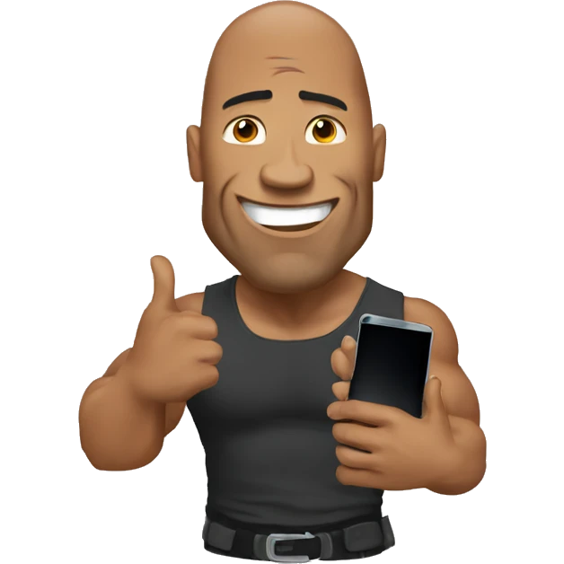 the rock with a mobile phone emoji