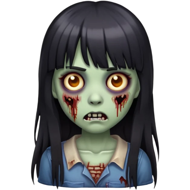 iOS emoji of an zombie girl with dark long hair with bangs emoji