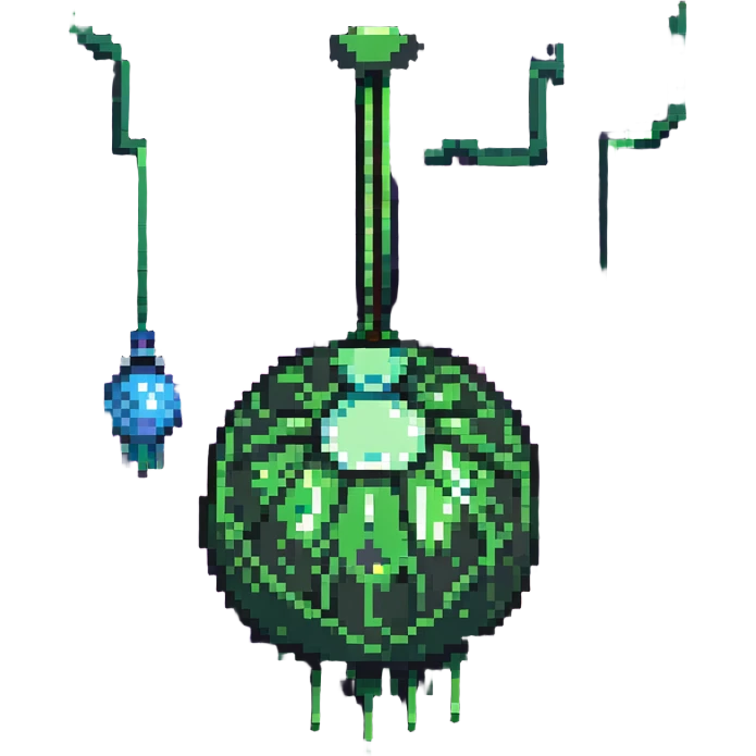 a slimy dance hall with goo dripping from the ceiling and a disco ball in pixel art style emoji