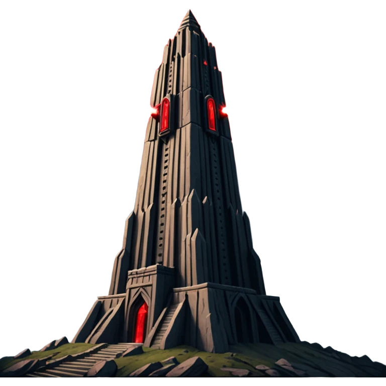 Barad Dúr from Lord of the Rings, Dark, giant Tower, with red laser beams shooting into the sky emoji