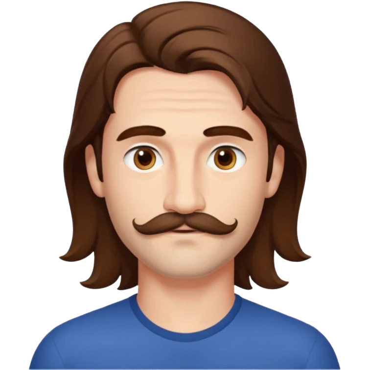 Matthieu Charneau, male actor (b.1988) with long hair and thin mustache emoji