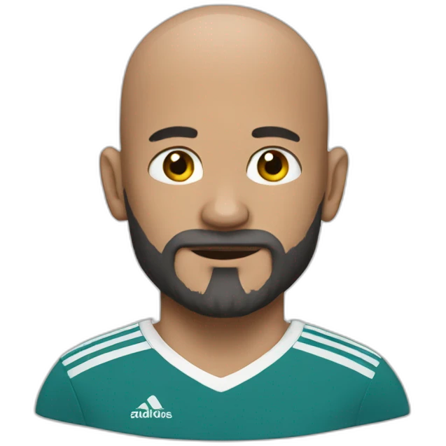 hairless soccer player with beard emoji