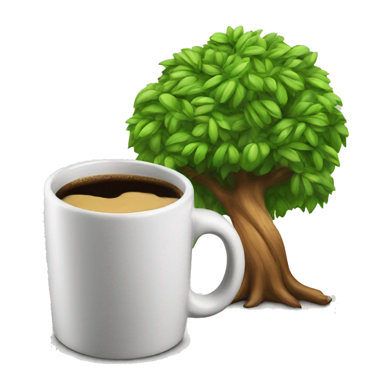Tree holding a coffee mug emoji