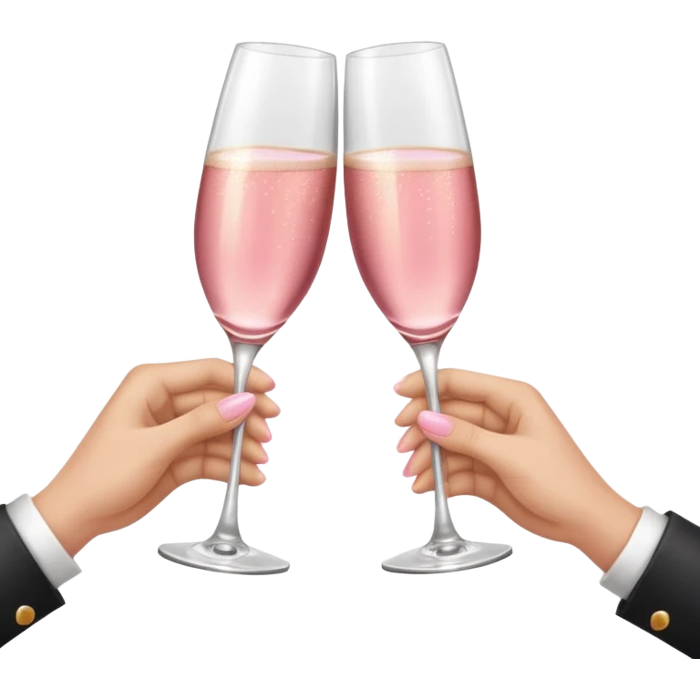 champagne glasses with pink champagne giving cheers with two hands emoji