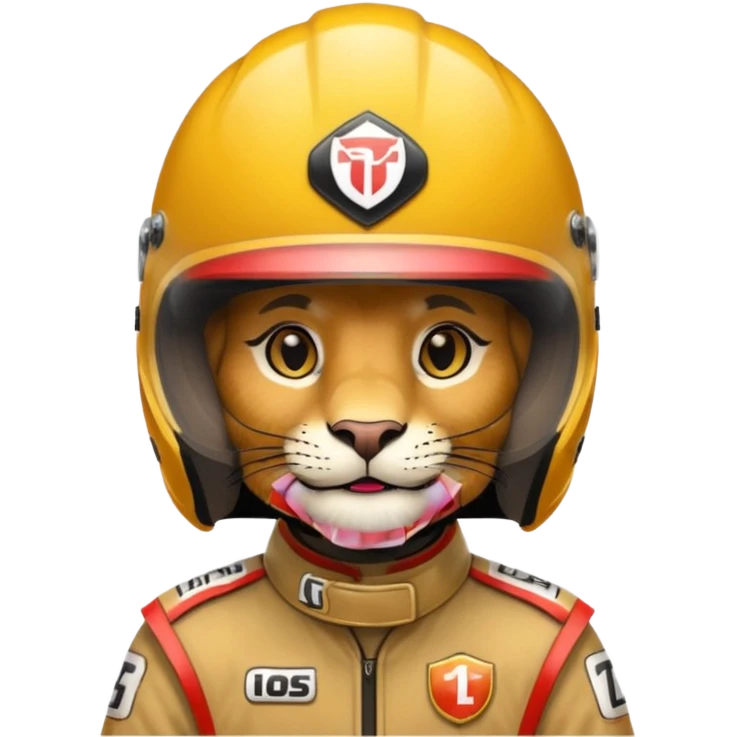 Lion with racing helmet potrait  emoji