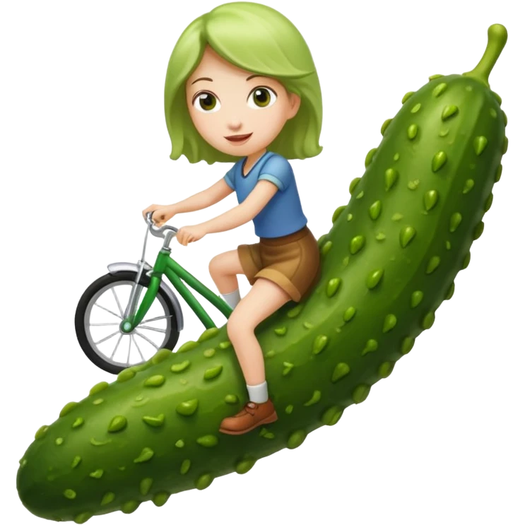 Girl riding a pickle emoji