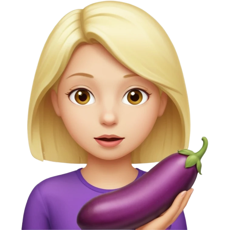 blond girl sucking eggplant  emoji