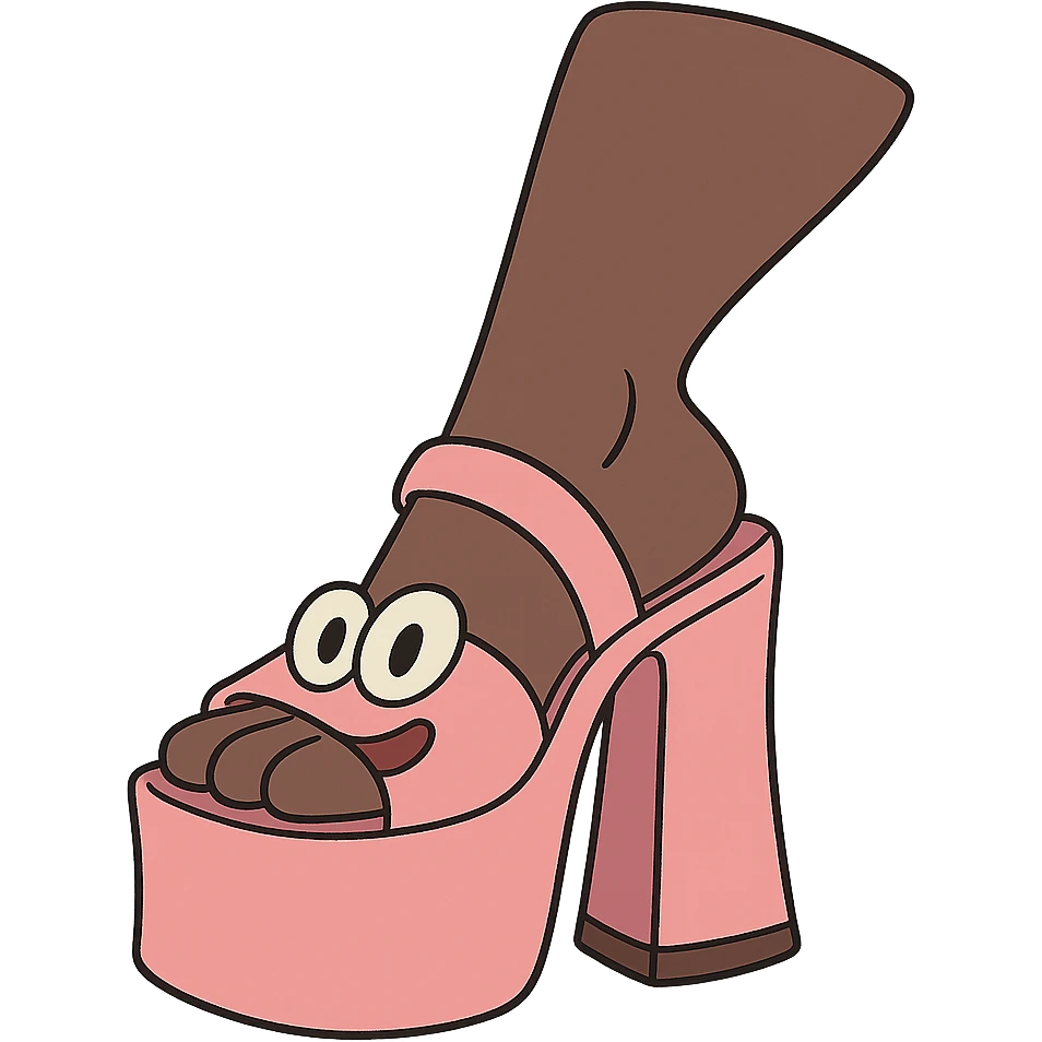 pink platform heel with a leg in stockings emoji