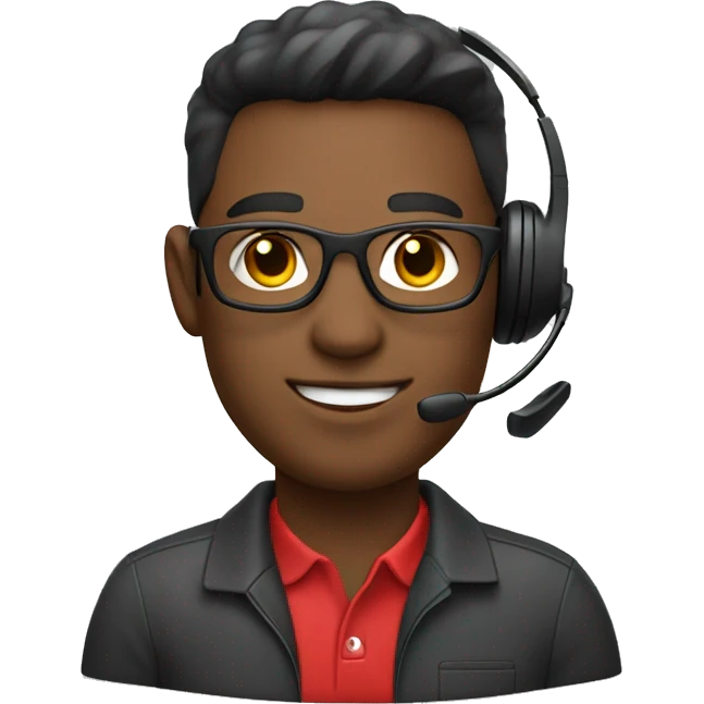 AI customer service agent with headset wearing a red polo shirt emoji