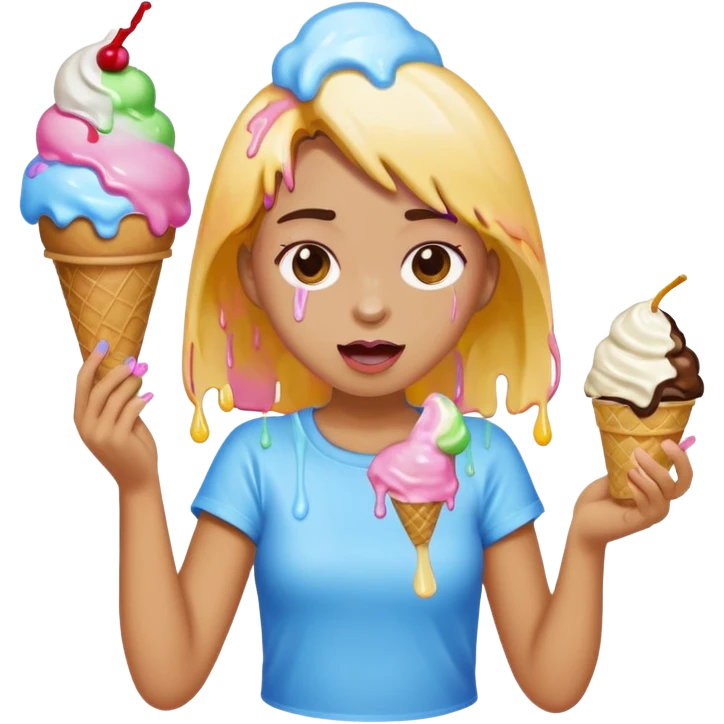 Girl throwing up ice cream emoji