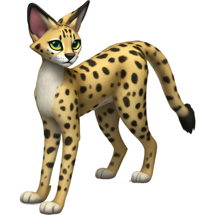 Anthro Epic Edgy Colorful Serval-Vernid-Trico full body emoji
